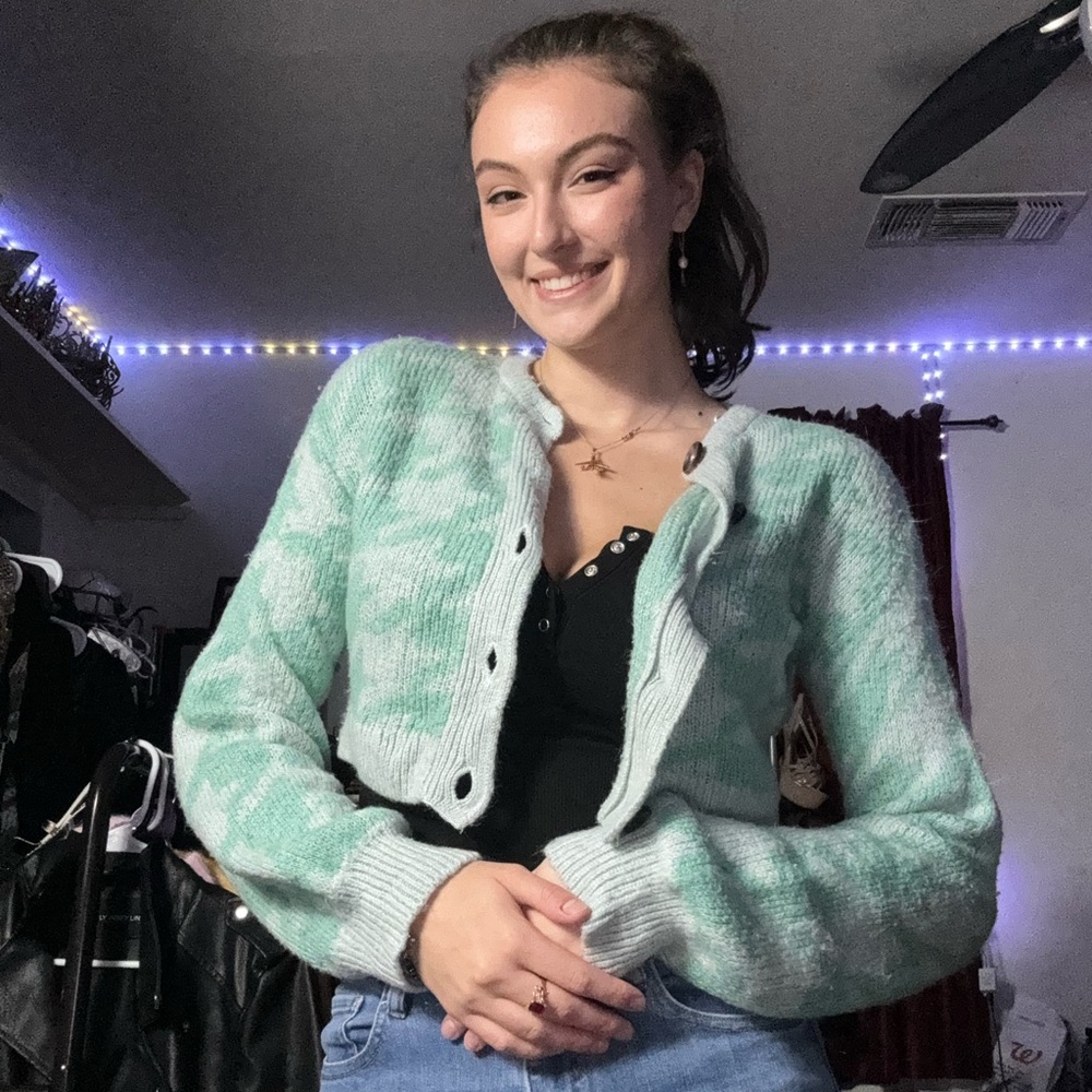 Green fluffy jacket